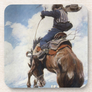  Westerne cowboys, Bucking by NC Wyeth Onderzetter