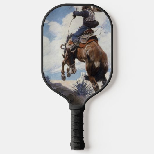  Westerne cowboys, Bucking by NC Wyeth Pickleball Paddle (Voorkant)