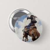  Westerne cowboys, Bucking by NC Wyeth Ronde Button 5,7 Cm (Voorkant /achterkant)