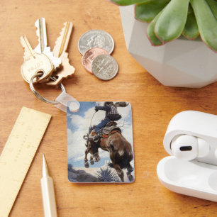  Westerne cowboys, Bucking by NC Wyeth Sleutelhanger