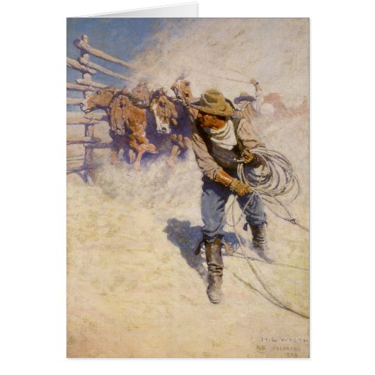  Westerne cowboys in de Corral door NC Wyeth (Voorkant)