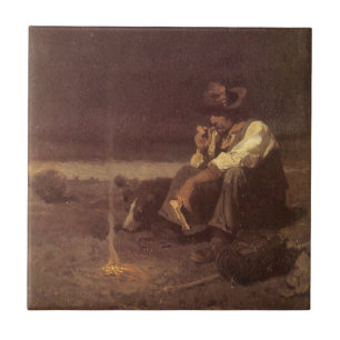  Westerne cowboys, Plains Herder by NC Wyeth Tegeltje