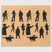 Westerne cowboys rodeo silhouettes cadeaupapier (Vlak)