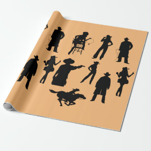 Westerne cowboys rodeo silhouettes cadeaupapier