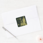  Westerne cowboys rond vuur Vierkante Sticker (Envelop)