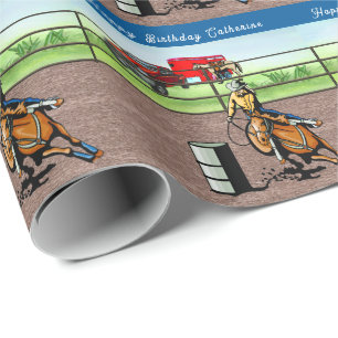 Westerne Cowgirl Barrel Racing gepersonaliseerd Cadeaupapier