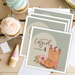 Westerne Cowgirl Boho Flowers Boots Verjaardagsfee Servet