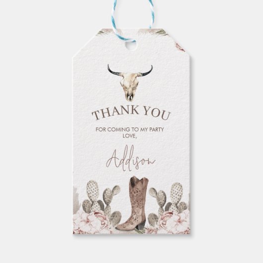 Westerne Cowgirl Boot Verjaardag Gift Label Cadeaulabel (Voorkant)