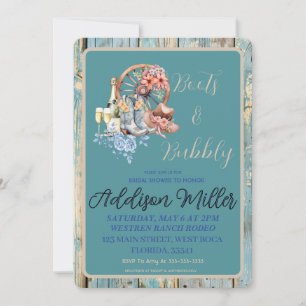 Westerne Cowgirl Boots en Bubbly Vrijgezellenfeest Kaart