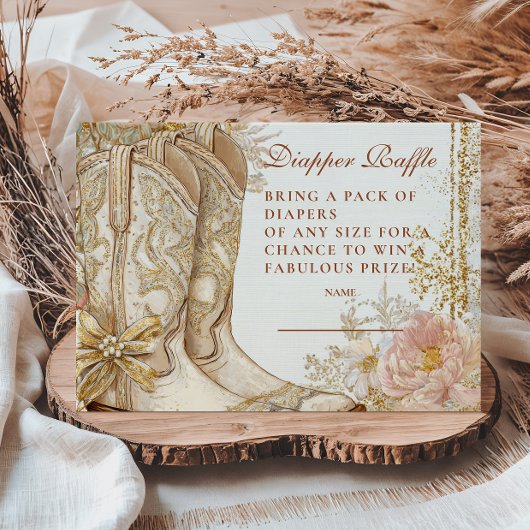 Westerne Cowgirl Boots Floral Diapper Raffle Informatiekaartje