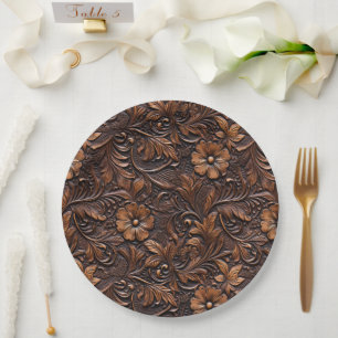 Westerne Cowgirl bruine bloemen Papieren Bordje