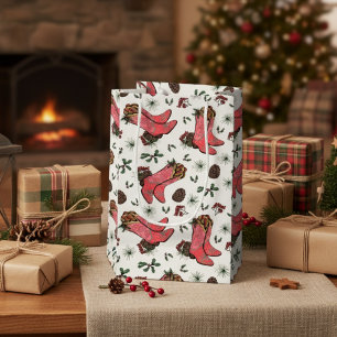 Westerne Cowgirl Christmas Pink en Groen Klein Cadeauzakje