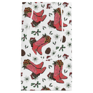 Westerne Cowgirl Christmas Pink en Groen Klein Cadeauzakje