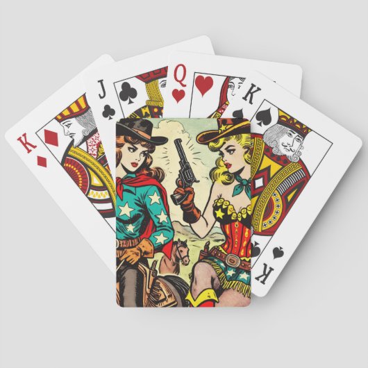  Westerne Cowgirl Comics Pokerkaarten (Achterkant)