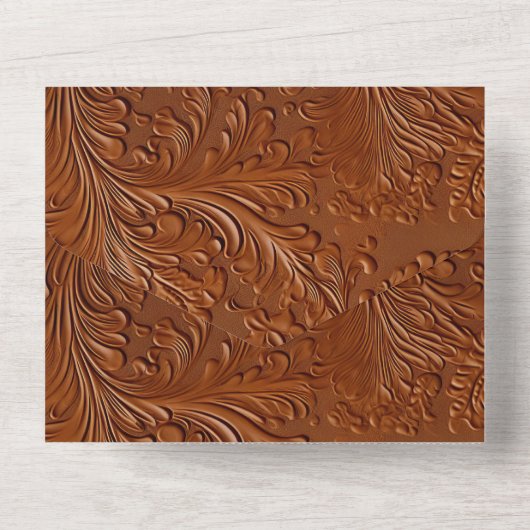 Westerne Cowgirl Cowboy Tan Brown Bohemian All In One Uitnodiging (Achterkant)