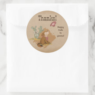 Westerne Cowgirl Coyote Happy Trails Bedankt Ronde Sticker
