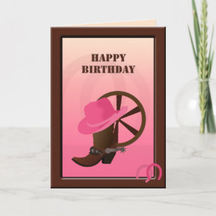 Westerne Cowgirl Custom Birthday Kaart