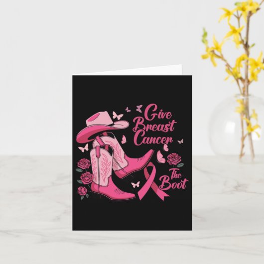 Westerne Cowgirl Geef Borstkanker De Boot Aware Kaart (Gele Bloem)