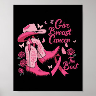 Westerne Cowgirl Geef Borstkanker De Boot Aware Poster