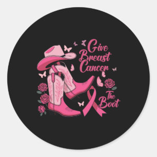 Westerne Cowgirl Geef Borstkanker De Boot Aware Ronde Sticker