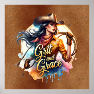Westerne cowgirl grit grace poster