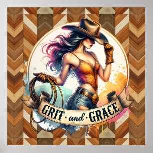 Westerne cowgirl grit grace poster