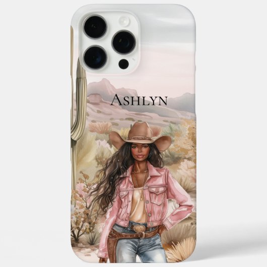 Westerne Cowgirl in roze zwart haar Case-Mate iPhone Case (Achterkant)
