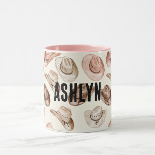 Westerne Cowgirl Roze Bruine Petten Mok