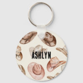 Westerne Cowgirl Roze Bruine Petten Sleutelhanger (Voorkant)