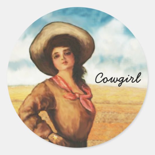 Westerne Cowgirl Vrouw Stickers (Voorkant)