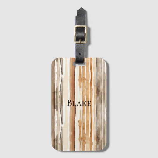 Westerne Crème Bruine Strepen Bagagelabel (Voorkant (verticaal))