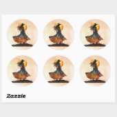 Westerne dansende vrouw ronde sticker (Vel)