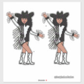 Westerne Danser Zwart Wit Fringe #2 Sticker (Vel)