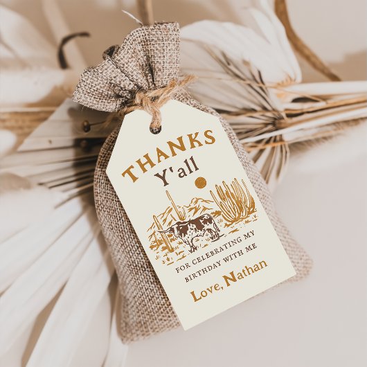 Westerne Desert Cowboy Verjaardag Cadeau Labels Cadeaulabel