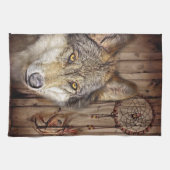 Westerne droomvanger amerikaanse indianenwolf theedoek (Horizontaal)