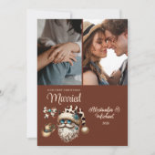 Westerne eerste kerst getrouwd 2 foto feestdagenkaart (Voorkant)