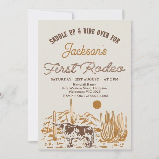 Westerne eerste Rodeo 1e verjaardag Kaart (Voorkant)