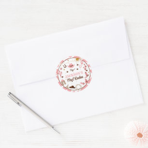 Westerne eerste Rodeo meisje 1e verjaardag roze Ronde Sticker