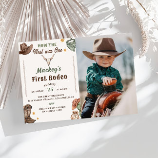 Westerne eerste Rodeo rustieke verjaardagsfeestfot Kaart