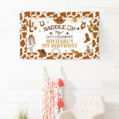 Westerne eerste Rodeo verjaardagsbanner Spandoek (Insitu)