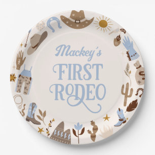 Westerne eerste Rodeo Wild West Cowboy Blue Verjaa Papieren Bordje