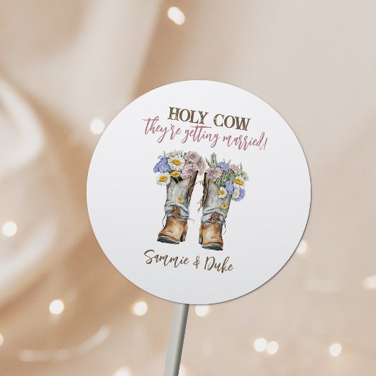 Westerne en landbloemen boots Rustic Wedding Ronde Sticker