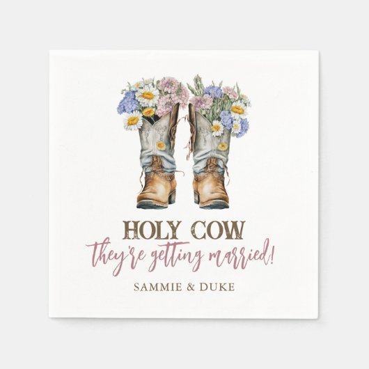 Westerne en landbloemen boots Rustic Wedding Servet (Voorkant)