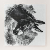 Westerne ezel zwart-wit puzzel (Horizontaal)