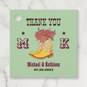 Westerne Floral Cowboy Boot Monogram Rustic Weddin Bedankjes Labels