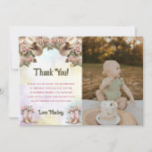 Westerne Floral Verjaardagsfoto Dank u kaart (Voorkant)
