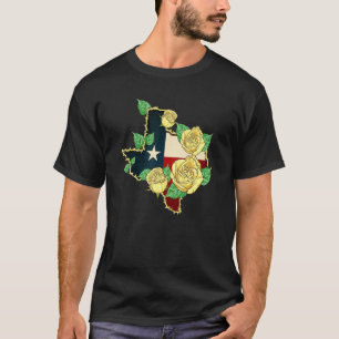 Westerne gele roos van de Texas vlag T-shirt