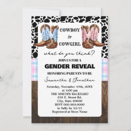 Westerne Gender Reveal Shower Country Boots Kaart