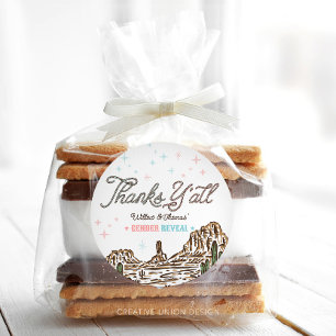 Westerne geslachtsonthulling cowboy of cowgirl ronde sticker