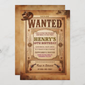 Westerne Gezocht Cowboy Verjaardagsuitnodiging Kaart (Voorkant / Achterkant)